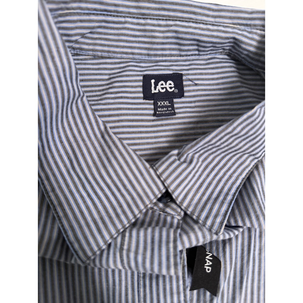 Lee Womens XXXL Blue White Striped No Gap Snap Button Down Shirt Long Sleeve